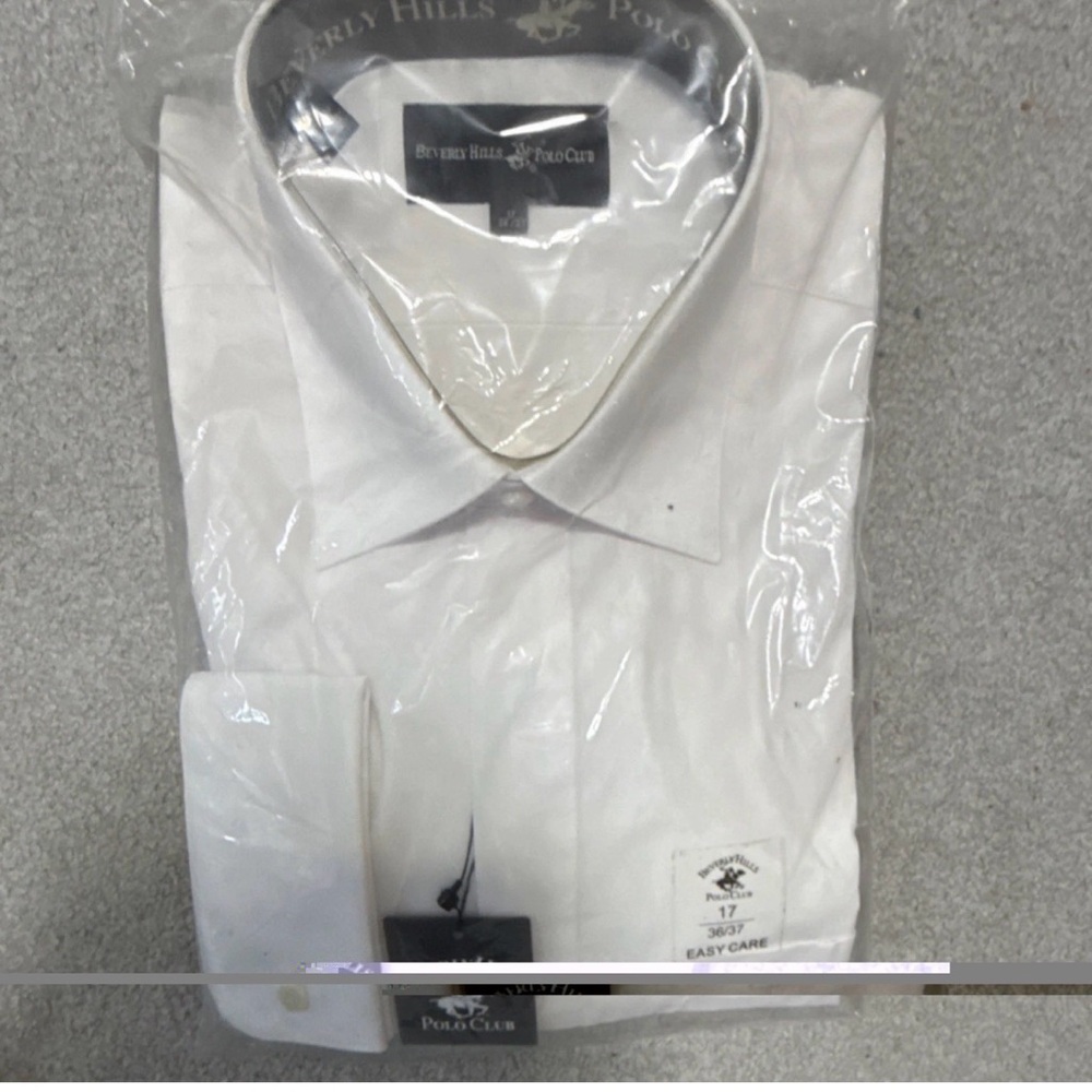 Beverly Hills Polo Club Men's White Dress Shirt - Point Collar